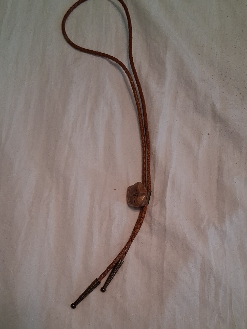 Men's Brown Braided Leather Western Necklace with Decorative Slide